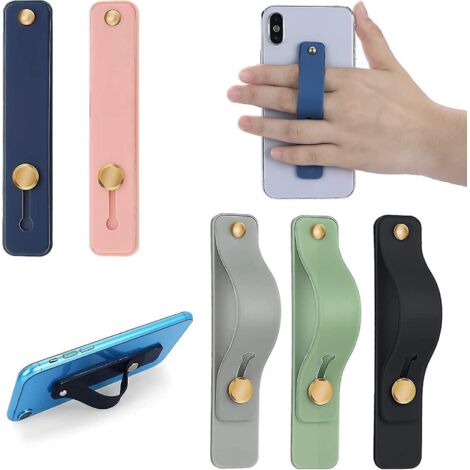 Support de doigt pour téléphone, dragonne en silicone, support universel pour la plupart des smartphones (noir, (1/5)