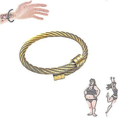 Bracelet Crainoc Titaniumion Osimium, bracelet de thérapie magnétique, bracelet magnétique de détoxification lymphatique pour hommes et femmes, or (1/5)