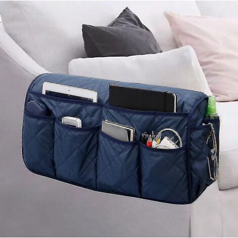 Sac de rangement suspendu pour accoudoir de canapé, support pour télécommande TV, bleu marine (1/5)