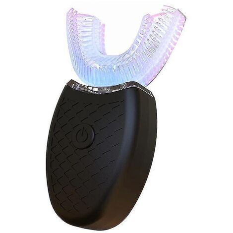 Brosse à dents électrique automatique intelligente à 360° en forme de U pour adultes, multi-modes, rechargeable par USB, noire (1/5)