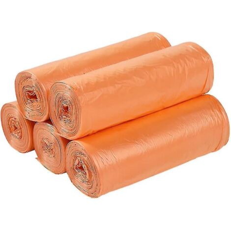 Petits sacs poubelle résistants et épais, biodégradables, pour la cuisine, le bureau, la maison, la salle de bain et la chambre. Lot de 100, couleur orange aléatoire, 4,5 m (177 pouces). (1/5)