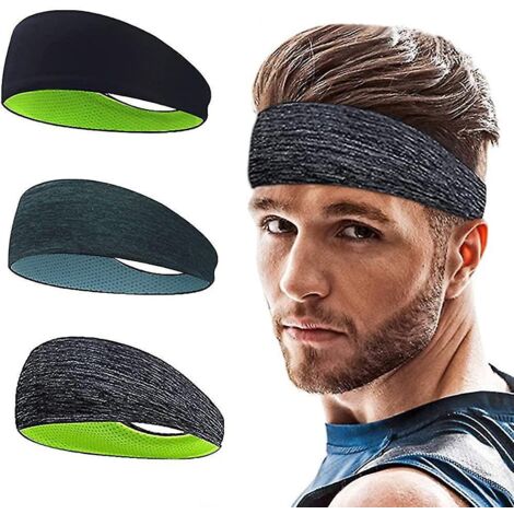 Lot de 3 bandeaux de sport, bandeau antidérapant, bandeau anti-transpiration extensible et respirant (1/4)
