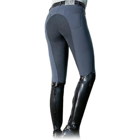 Pantalon d'équitation taille haute élastique pour femme, style skinny, idéal pour les courses hippiques - XL - Gris clair