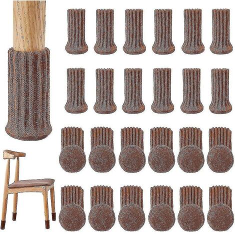 Lot de 24 chaussettes de chaise haute élasticité, antidérapantes, pour meubles - 4 pièces - Marron (1/5)