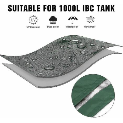 Bâche de protection pour conteneur IBC de 1000 litres, 116 x 100 x 120 cm, anti-UV et imperméable (verte), Shibaod (1/3)