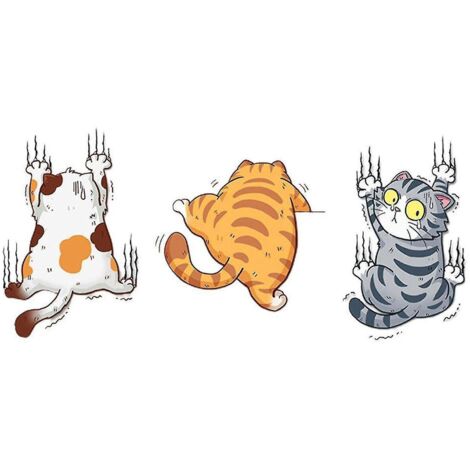 Lot de 3 autocollants chat pour voiture, autocollant chat griffé, autocollant décoratif chat amusant, autocollant animal 3D en vinyle (1/5)