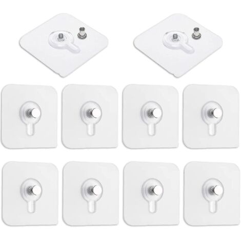 Lot de 10 crochets adhésifs transparents sans perçage pour cadres, miroirs et affiches - Betterlifefg (1/5)