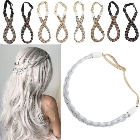 Extensions de cheveux tressées Sego, bandeau ajustable, élastique, accessoire de beauté pour femmes - petite taille - gris argenté (1/5)