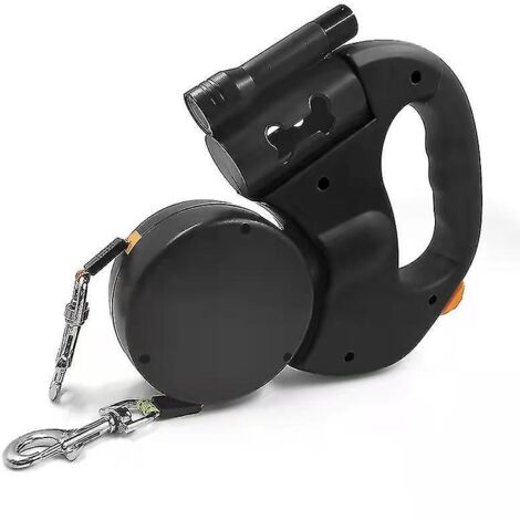 Laisse double rétractable pour chien - Laisse extensible double tête robuste pour chiens de petite et moyenne taille (1/3)