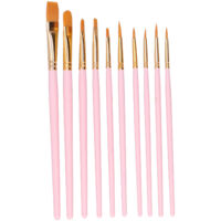 10 Pinceaux en Nylon avec Manche en Bois pour Aquarelle et Gouache - Set Débutant (101R-Rose Mat)