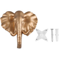 Crochet mural décoratif en forme d'éléphant doré pour manteau, serviette ou clés