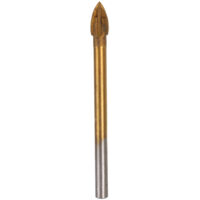 Foret à verre carbure 6mm revêtu titane avec 4 arêtes de coupe et tête en pointe de lance - Outil professionnel