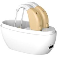 Amplificateur de son rechargeable beige pour aide auditive