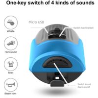 Klaxon de vélo électrique bleu mini étanche avec fonction alarme et chargeur