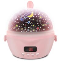 Lampe de projection ciel étoilé LED rose - Veilleuse avec minuterie et projection d'un ciel étoilé complet - Cadeau d'anniversaire idéal