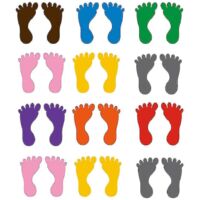 12 paires d'autocollants empreintes de pas pour sol, autocollants empreintes de pas en PVC, autocollants pour sol de maternelle (couleurs assorties)