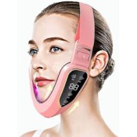 Appareil de lifting facial par thérapie photonique LED, masseur vibrant amincissant pour le visage, lifting du double menton et des joues en forme de V, rose