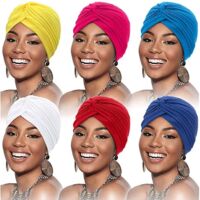 Lot de 6 turbans doux pour femmes, bonnet plissé, idéal en cas de perte de cheveux.