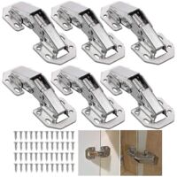 Charnières d'angle invisibles pour portes de meubles avec amortisseur hydraulique, charnières de placard à recouvrement, charnières de cuisine pliantes pour portes de meubles à recouvrement (6 pièces)