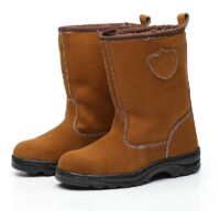 Bottes de sécurité homme hiver velours et coton, chaussures de sécurité montantes, chaussures de chantier à fermeture réversible, chaussures de sécurité résistantes à l'usure, chaussures pour huile -