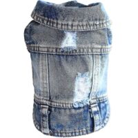 Veste en jean pour chien, T-shirt en denim bleu pour chiot, Vêtements pour chien lavables en machine, Confortables et stylés - Taille L