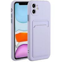 Coque de protection antichoc en TPU violet avec emplacement pour carte pour iPhone 12