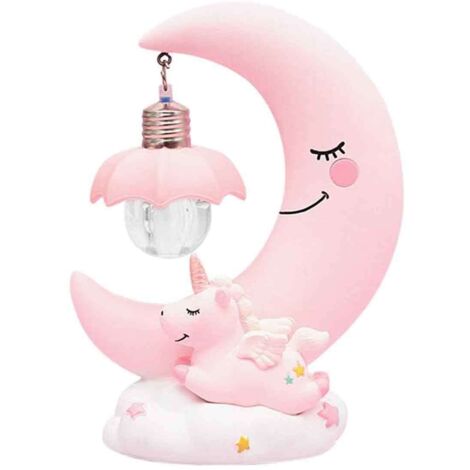 Veilleuse LED Lune Cartoon Résine Ornements de Lampe de Nursery pour Bébé Lampe de Chevet Cadeau Jouet pour Enfants (1/5)