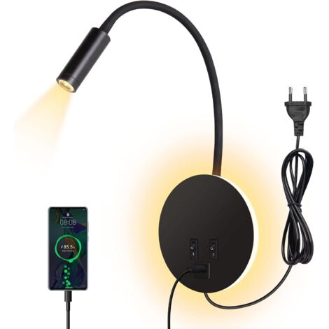 Lampe de Lecture LED Col de Cygne 3W+8W Lampe Murale Lampe de Lit Luminaire Murale avec Interrupteur (1/5)