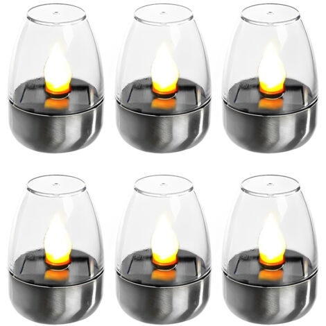 Pack de 6 Bougies LED Électriques Veilleuses Solaires Rechargeables Lumières Solaires Clignotantes pour Extérieur Résistant aux Intempéries Jardin Terrasse Balcon Décoration (1/5)