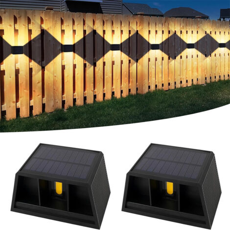 2 Pièces lampe solaire exterieur, 120°Chaude lumiere solaire exterieur, eclairage exterieur solaire Vintage, Réglable Up Down Lumière Solaire étanche IP65, pour Jardin Mur Clôture, exterieures jardin, (1/5)