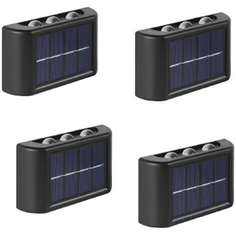 4 Pack Lampes Solaires Extérieures,Blanc Chaud Applique Murale Led IP65 Étanche Haut Et Bas pour Jardin Cour Patio Balcon Clôture (1/5)