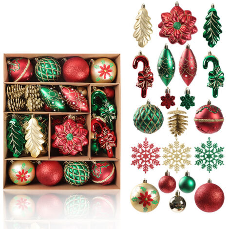 Ensemble de décorations pour sapin de Noël, boules décoratives à suspendre pour sapins de Noël, décorations de fêtes