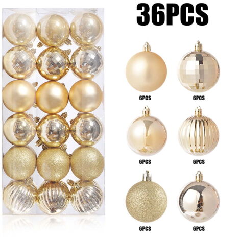 Pisexur Lot de 36 boules de Noël incassables pour sapin de Noël, décorations de mariage, de vacances et de Noël