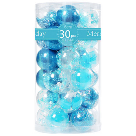 Lot de 30 boules de Noël décoratives en plastique transparent incassable avec décorations délicates en peluche