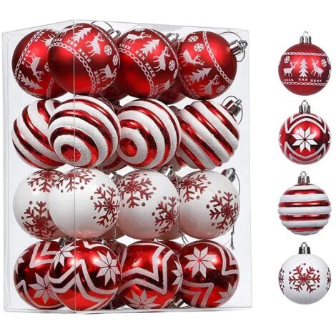Lot de 24 boules de Noël décoratives pour sapin de Noël, à suspendre pour les fêtes et les mariages