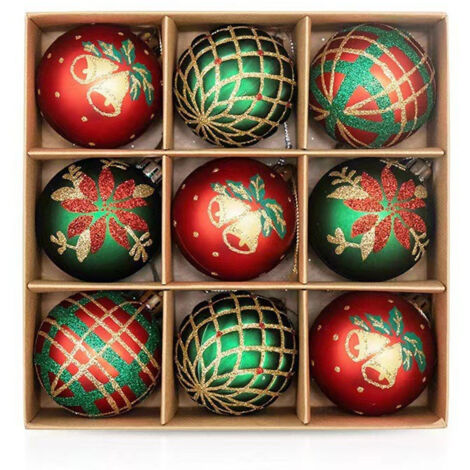 Lot de 9 boules de Noël décoratives de 6 cm, accessoires en polypropylène, décoration pour sapin de Noël, pour mariage, multi-usages