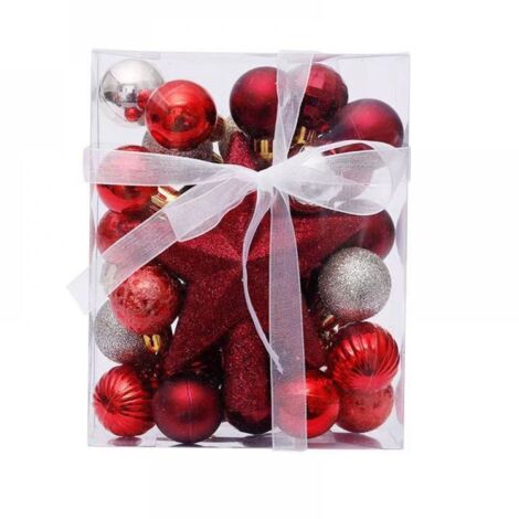Décorations de Noël rouge et or, 30 mini boules de Noël, ensemble de boules de Noël de 3 cm, décorations de sapin de Noël en plastique, pour décorer le sapin de Noël, décorations de vacances scintilla