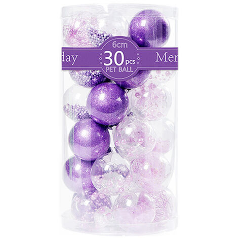 Lot de 30 boules de Noël décoratives en plastique transparent incassable avec décorations délicates en peluche