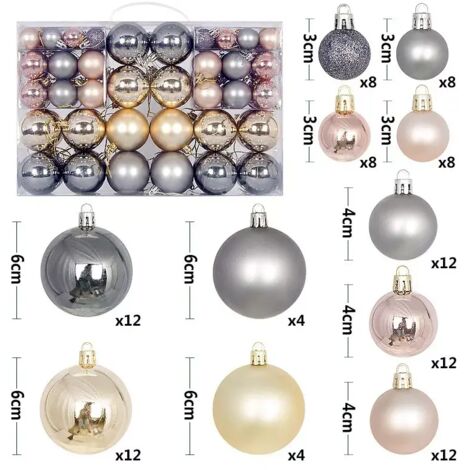 Lot de 100 boules de Noël décoratives à suspendre pour sapin de Noël, avec boîte portable, pour fêtes de fin d'année