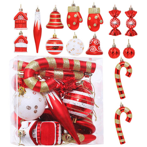 Boule de Noël en plastique Décoration festive de Noël Petit pendentif pour sapin de Noël