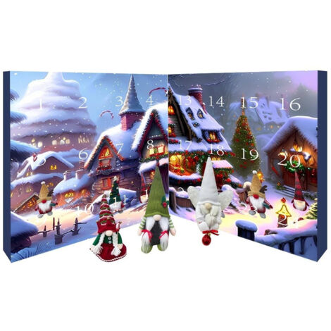Calendrier de l'Avent 2024 avec nains de Noël, compte à rebours de 24 jours pour enfants et adultes (5 nains + 19 décorations de Noël) (1/5)