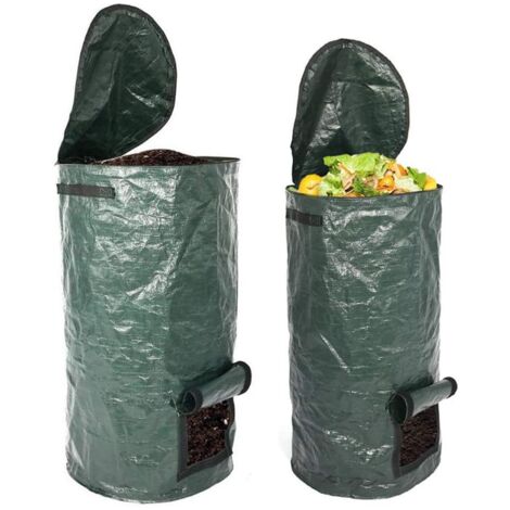 Lot de 2 sacs à compost organique 15 et 34 gallons, réutilisables en PE, pour cuisine et jardin (1/5)