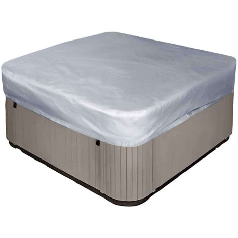 Bache spa carrée 231x231x30cm, polyester 190T anti-poussière UV, avec sac (gris) (1/5)