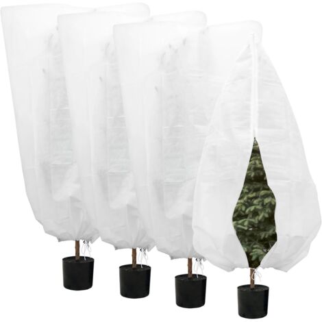 Lot de 4 housses hivernales pour plantes extérieur 100x120 cm, avec cordon et zip, réutilisables (1/5)