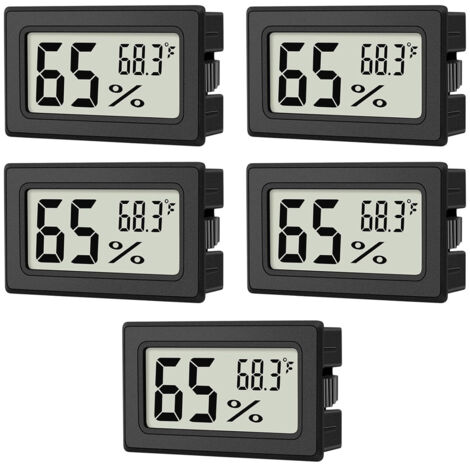 Thermo-hygromètre intérieur, 5 x mini hygromètre intérieur, pour serre, boîte reptile, voiture, maison, bureau. Pratique et polyvalent. (1/5)