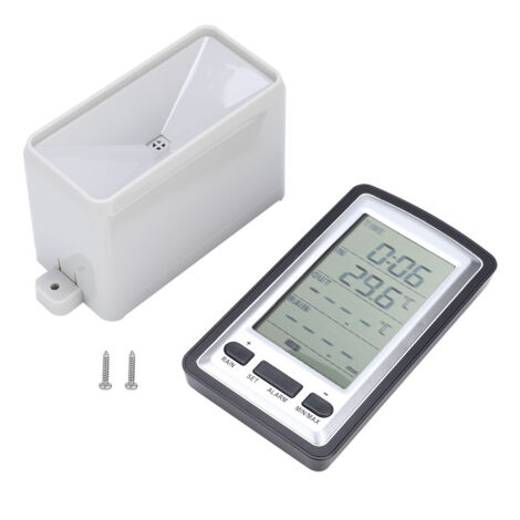 Thermomètre numérique température intérieur/extérieur, station météo avec capteur à distance, jauge de pluie, récepteur. (1/5)
