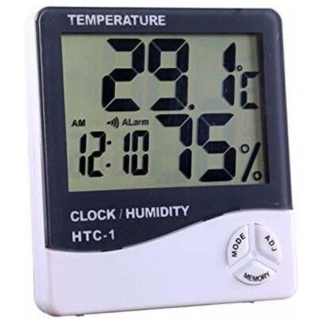 Hygromètre et thermomètre numérique pour intérieur et extérieur, station météorologique électronique avec écran LCD. Design blanc, mesure précise de l'humidité et de la température. (1/5)