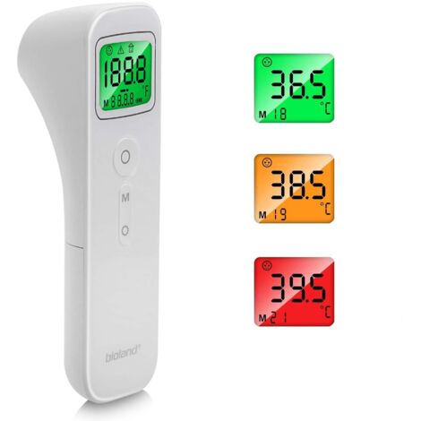 Thermomètre frontal infrarouge numérique sans contact avec écran LCD, idéal pour mesurer la fièvre chez les bébés, enfants et adultes. Précision élevée, fonction mémoire et alerte fièvr (1/5)