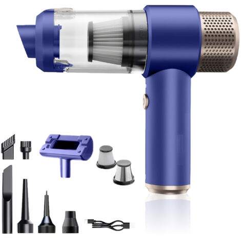 Aspirateur à main sans fil 7000 Pa, filtre HEPA lavable, mini design portable. Adapté pour auto, cuisine, poils d'animaux - violet. (1/5)