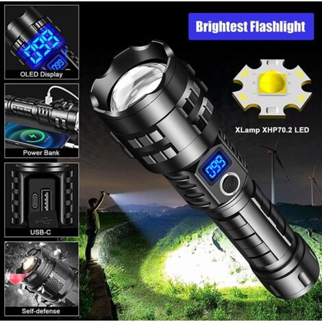 Lampe de Poche Rechargeable - Haute Luminosité - 800000 Lumens - 5